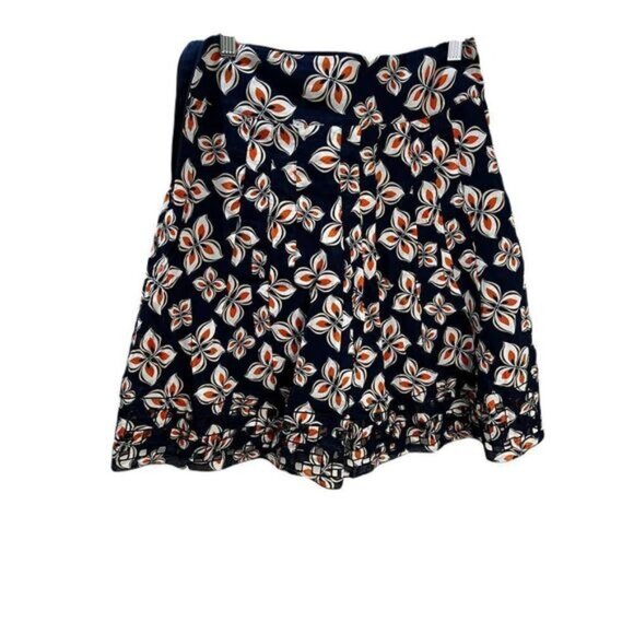 Ann‎ Taylor Navy and Orange Floral Skirt Size 0 - Picture 2 of 7